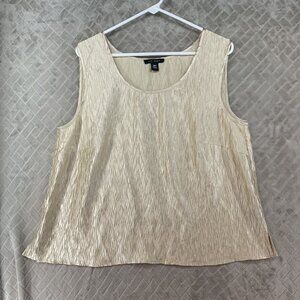 Le Boss Blouse Womens 20W Champagne Gold Textured Formal Event Shower Sleeveless